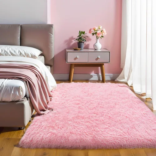 Miniatura 82 de KCHOWUA Alfombras Esponjosas y Peludas de Unicornio para Dormitorio de Niñas, 3x5 pies Lavable Antideslizante Alfombra de Área Shag Peluda para Sala