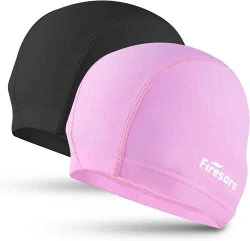 Miniatura 11 de Gorro de natación de tela Firesara, gorro de baño de alta elasticidad mantiene el cabello limpio y transpirable, se ajusta tanto al cabello largo