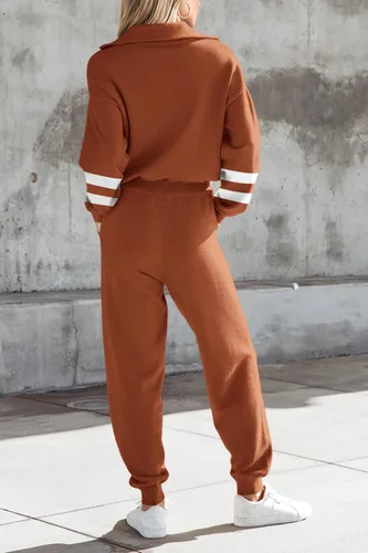 Miniatura 9 de PRETTYGARDEN Conjunto de suéter de 2 piezas para mujer, sudadera con cremallera, pantalones deportivos, ropa casual