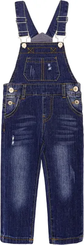 Miniatura 7 de KIDSCOOL SPACE Pantalones de mezclilla ajustados para bebés y niños pequeños, overol de mezclilla con bolsillo grande rasgado