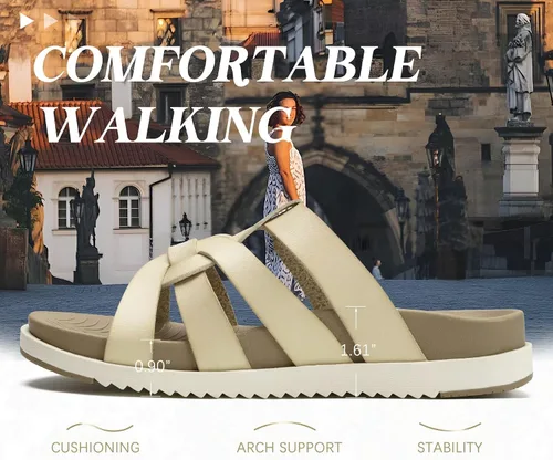 Miniatura 7 de KuaiLu Sandalias de gladiador para mujer con cómodo soporte de arco para verano, playa, vacaciones, caminar, viajes, pescador, toboganes, trajes