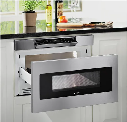 Miniatura 9 de SHARP SMD3070ASY - Horno de microondas con cajón, 30 pulgadas, 1.2 pies cúbicos, 950 vatios, panel de control táctil en ángulo oculto con pantalla
