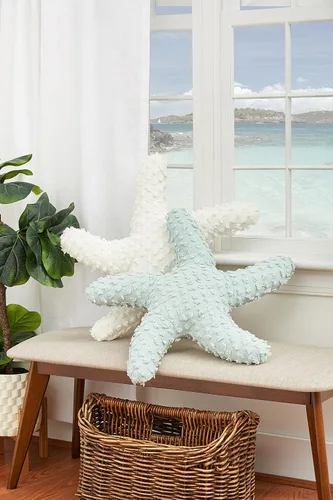 Miniatura 2 de C&F Home Almohada decorativa copetuda con forma de estrella de mar verde costera de 25 pulgadas, versátil náutico para verano, playa, hogar, sala