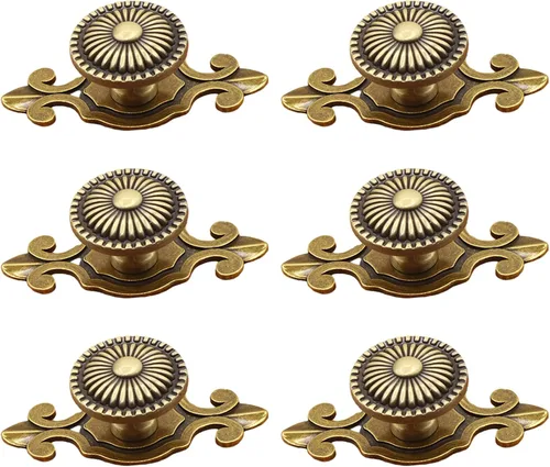 Miniatura 17 de HUAMULAN Paquete de 10 Pomos de Cerámica Retro, Tiradores Vintage para Cómoda Cocina con Pétalos para Gabinete, Base de Aleación de Zinc, Placa