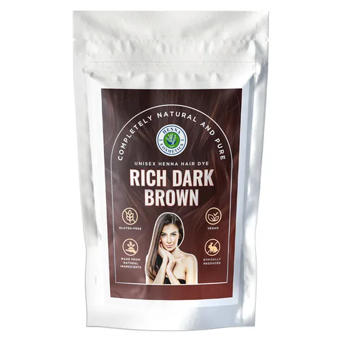 Tinte natural de henna para el cabello, 100% polvo de henna puro para el crecimiento del cabello orgánico (marrón oscuro, 3.53 onzas + 1.76 onzas