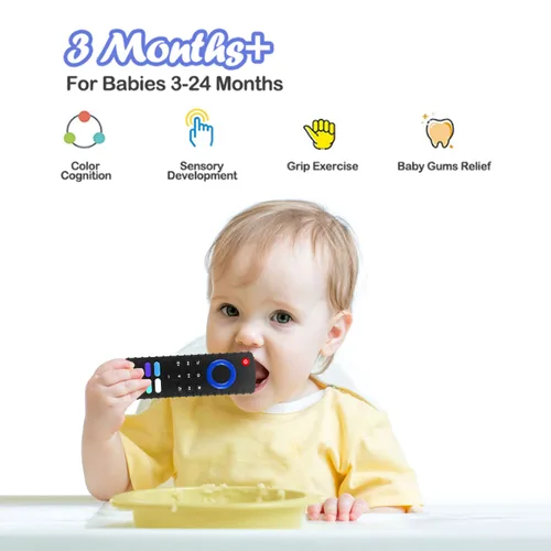 Miniatura 3 de Mordedores de silicona juguetes de dentición para bebés, mordedores con forma de control remoto de TV para bebés de 6-12-18 meses, mordedores