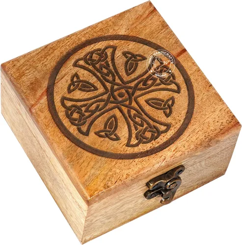 Miniatura 10 de Urna de madera antigua hecha a mano con grabado del árbol de la vida tallada a mano para mujeres y hombres, joyas Acentos de decoración del hogar