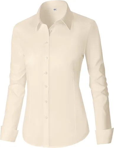 Miniatura 14 de CUNLIN - Camisas de manga larga con botones de algodón para mujer, ajustadas, camisas formales de vestir para el trabajo, blusas de trabajo, tops