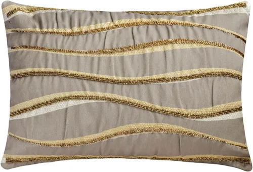 Miniatura 19 de The HomeCentric Funda de almohada lumbar decorativa gris de 12 x 20 pulgadas, encaje de yute y lino, yute, almohada oblonga de lentejuelas hechas a