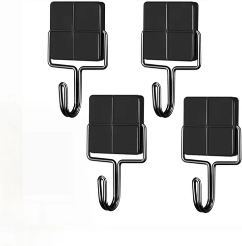 MAGTSMEI Ganchos magnéticos negros resistentes, ganchos magnéticos de neodimio fuertes para refrigerador, imán de refrigerador con gancho para