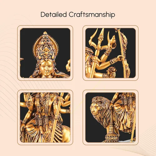Miniatura 4 de Artarium Shri Durga MATA Idol Estatua antigua Sherawali MATA Shri Vaishno Devi Maa Durga MATA Idol para tablero de automóvil y decoración