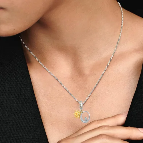 Miniatura 4 de Amuleto celestial de oro con forma de estrella y luna para pulsera Pandora, Metal, Base