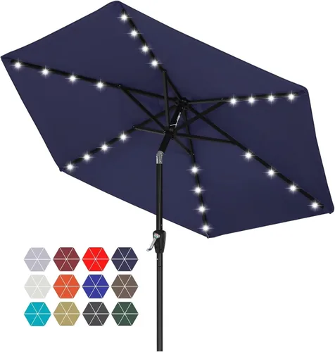 Miniatura 50 de ABCCANOPY Sombrillas solares duraderas para patio con 32 luces LED de 7.5 pies (beige claro)