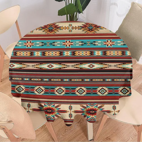 Miniatura 2 de Mantel azteca suroeste, diseño étnico tribal geométrico, estilo vintage, bohemio, elegante, lavable, para comedor, cocina, granja, fiesta