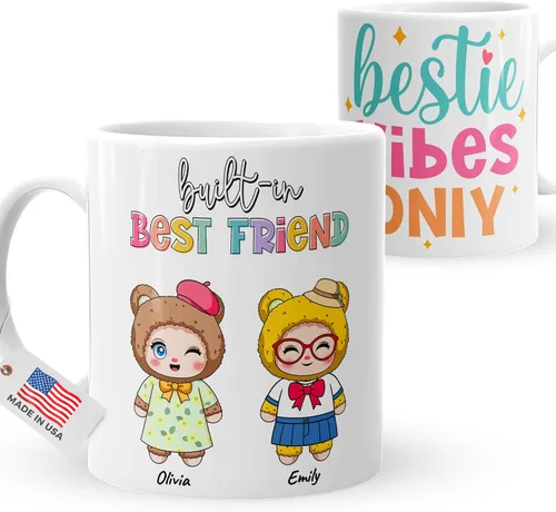 Miniatura 8 de Taza personalizada de mejores amigas - Taza de té o café personalizada - Regalo para mejores amigas - Personalizable con nombre y cita - Taza