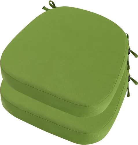 Miniatura 14 de idee-home Juego de 2 cojines para sillas de exterior, 17 x 17 pulgadas de grosor, en forma de D, cojines de asiento impermeables con lazos