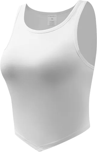Miniatura 2 de OThread & Co. Camiseta corta sin mangas con cuello redondo para mujer, dobladillo asimétrico, básica, cómoda, elástica