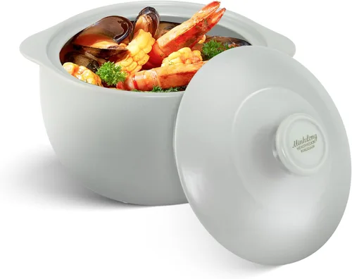 MINH LONG - Horno holandés de porcelana de 2 cuartos con tapa, sin plomo ni cadmio, apto para horno hasta 482 °F, retención de calor, olla de Vesta