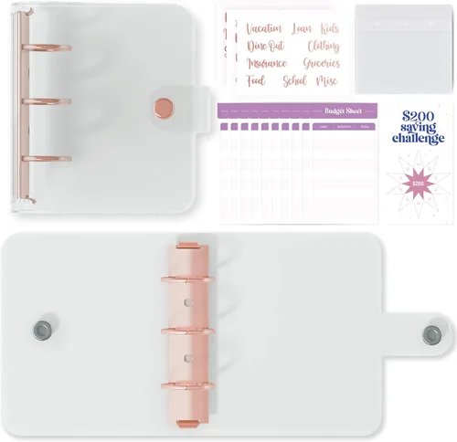 Miniatura 9 de SOUL MAMA Mini Carpeta Billetera - Lindo Organizador de Dinero Azul Daisy con Sobres de Efectivo y Planificador de Presupuesto Claro