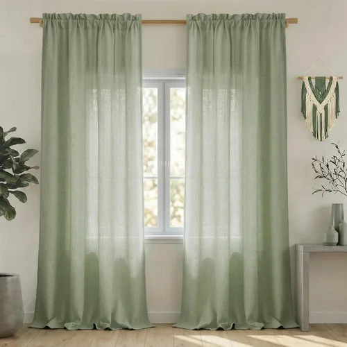 Miniatura 41 de Mrs.Naturall - Cortinas transparentes con bolsillo para barra de 36x63 pulgadas de lino mezclado negro