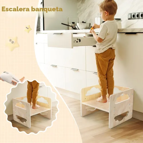 Miniatura 5 de Satisure Juego de Mesa y Silla de Destete Montessori, Juego de Mesa y Silla de Madera para Niños Pequeños, Mesa y Sillas para Niños de 1-3 Años