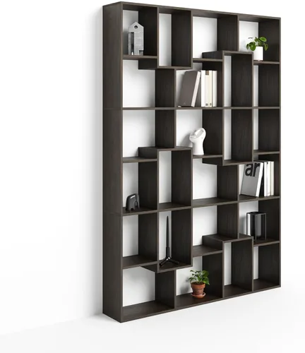 Miniatura 74 de Mobili Fiver, Iacopo XS Estantería con puertas de panel (63.31 x 31.5 pulgadas), color negro Ashwood, Made in Italy