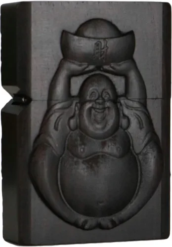 Miniatura 37 de Carcasa exterior tallada en madera negra de ébano natural para kit de inserción Zippo (Kwan Yin Goddess Dragon Phoenix)