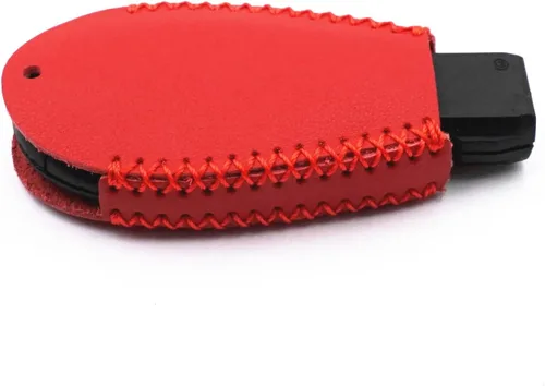 Miniatura 7 de Funda de cuero inteligente con 4 botones para llavero Chrysler 300 Dodge Durango Challenger Journey Charger Grand Caravan (rojo), Rojo
