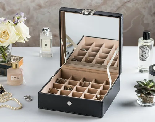 Miniatura 4 de Caja organizadora clásica con 50 compartimientos para joyería: para aretes, anillos, brazaletes o collares