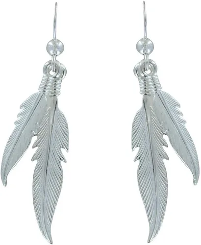 Miniatura 6 de Les Poulettes Jewels pendientes de plata de ley con formas de dos plumas.
