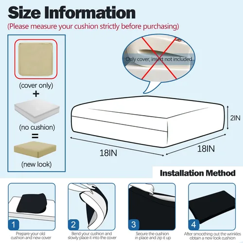 Miniatura 2 de Sqodok - Fundas para cojines de patio de 18 x 18, fundas impermeables para cojines de exterior de repuesto, 2 unidades, fundas para asientos