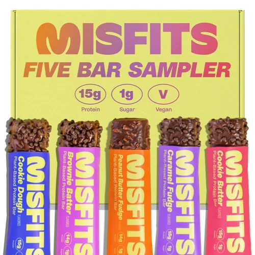 Miniatura 8 de Misfits - Paquete de variedad de barras de proteína Barras nutricionales - 14-15 g de proteína, 1 g de azúcar, a base de plantas, bajas