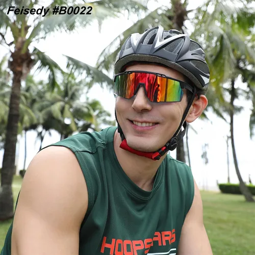 Miniatura 2 de FEISEDY Gafas de sol deportivas para hombres y mujeres, protección UV400, gafas de ciclismo, golf, béisbol, conducción, pesca, B0022 Lente espejada