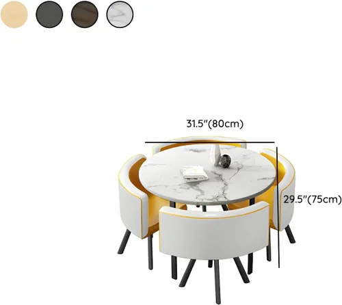 LITFAD Juego de mesa y sillas de comedor para 4 mesas auxiliares modernas con 4 sillas tapizadas, juego de mesa de negociación, juego de 5 piezas,