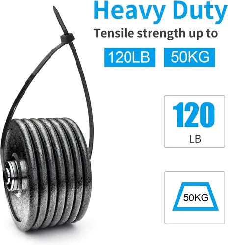 Miniatura 4 de XINGO Bridas Negras de 14 Pulgadas de Servicio Pesado Paquete de 100, Resistencia a la Tracción de 120 LBS, Bridas de Cable de Nailon Premium, Negro