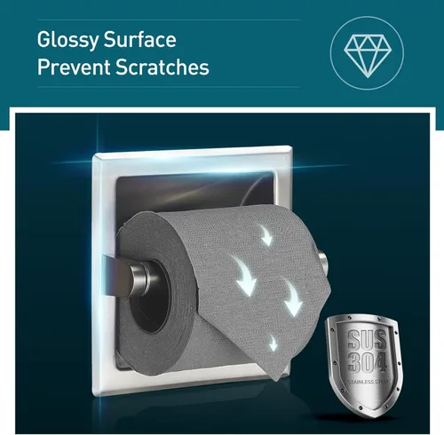 Miniatura 3 de POKIM Soporte de papel higiénico empotrado, soporte de rollo de papel higiénico de pared de acero inoxidable para diseño de inserto de baño