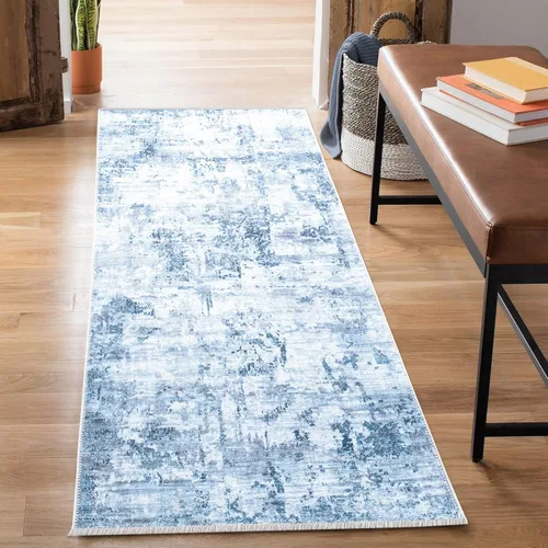 Miniatura 35 de Bloom Rugs Caria Alfombra Lavable Antideslizante de 7 pies - Azul/Carbón Alfombra Tradicional para Entrada, Pasillo, Baño y Cocina - Tamaño Exacto