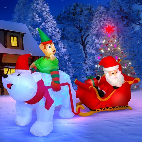 Miniatura 3 de Max Fun - Decoración inflable de Navidad de 2.9 m, Papá Noel en trineo con luces LED integradas, para uso en interiores y exteriores, jardín, césped