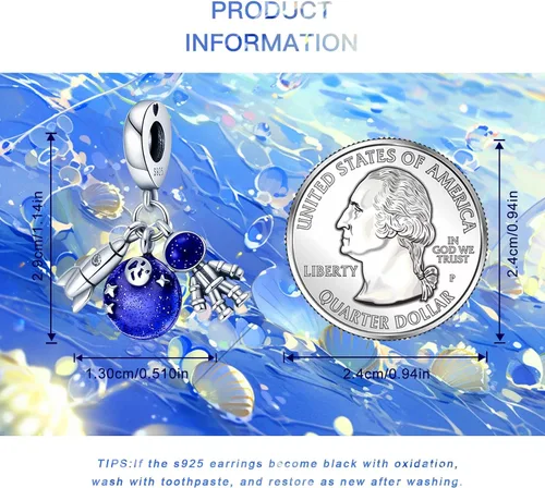 Miniatura 6 de Abalorios de plata de ley 925 para pulseras y collares, pulseras solares con dije de estrella de mar y estrella, conchas de estrella de mar
