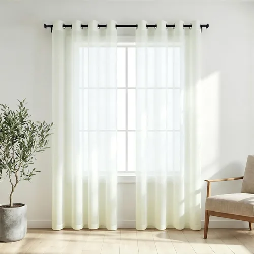 Miniatura 21 de KOUFALL Cortinas traslúcidas de 120 pulgadas de 2 paneles con ojales, juego extra largo de 10 pies de largo, cortinas altas para ventana grande, 52