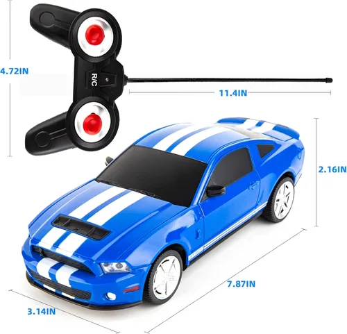 Miniatura 4 de BDTCTK Control remoto 1/24 Ford Mustang Shelby GT500 RC Model Car, juguetes para niños y adultos mayores de 6 años, azul