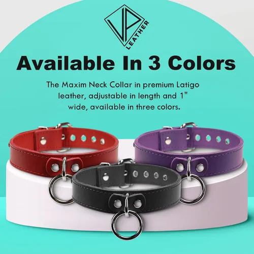 Miniatura 7 de VP Leather Martin I Collar – Stylish Adjustable Neck Collar for Men & Women - Top Grain Leather & Soft Lambskin, Fashionable Design w/Nickel Plated