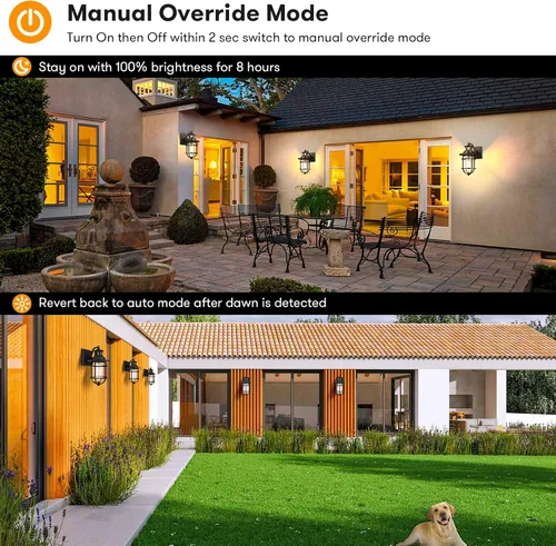 Miniatura 3 de Farol de pared con sensor de movimiento para exteriores, del anochecer al amanecer, impermeable, con vidrio sembrado, lámpara de montaje en pared