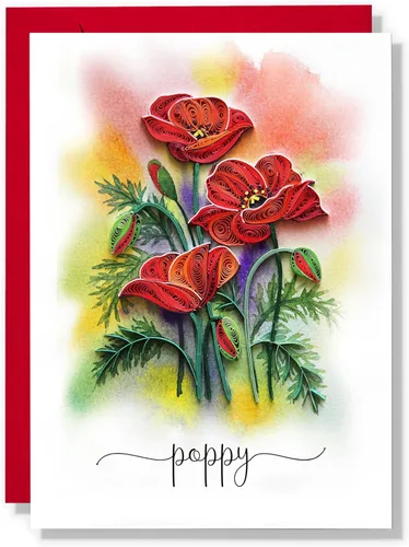 Miniatura 10 de Tarjeta de felicitación japonesa de flor de durazno Feliz año nuevo 3D Quilling Card Flower Papel hecho a mano – Tarjeta de felicitación