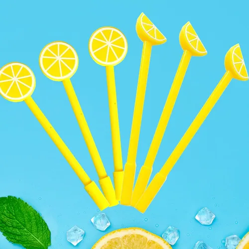 Miniatura 8 de 30 bolígrafos de tinta de gel de sandía y limón, 0.020 in, tinta negra, divertidos bolígrafos Kawaii de escritura de frutas para horarios