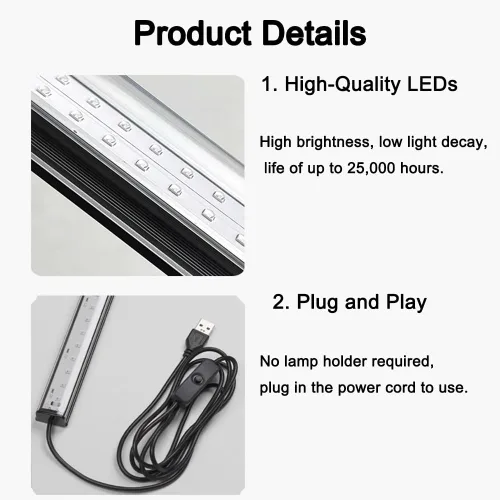 Miniatura 3 de Barra de luz negra, lámpara USB UV negra de 1 pie para tapiz fluorescente, pintura corporal, Halloween, Navidad, paquete de 2 con interruptor