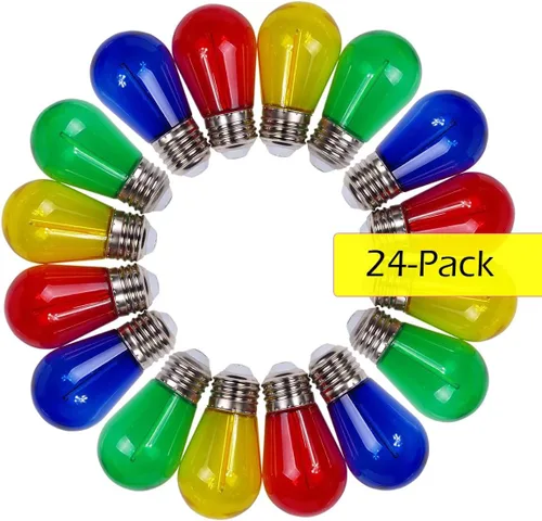 Miniatura 2 de Jslinter Bombillas LED de cadena de colores, bombillas S14 de plástico de 1 vatio para reemplazo de luces de cadena de Navidad, inastillables, base