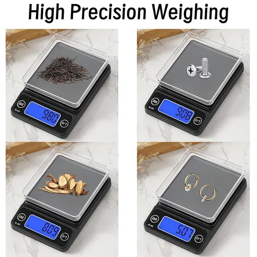 Miniatura 2 de Báscula digital de bolsillo de 3.53 oz 0.00 oz de alta precisión con bandeja, báscula portátil de mini gramos para café, especias, moneda de oro, 5