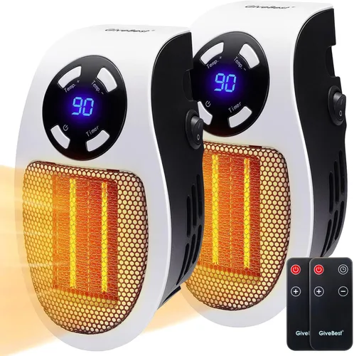 Miniatura 10 de GiveBest - Calentador ambiental para espacios grandes de 24 pulgadas, calentador de cerámica con control remoto, temporizador de 1H a 8H