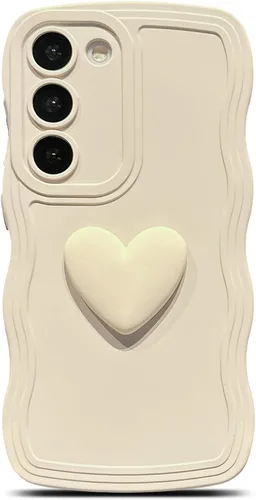 Miniatura 33 de Funda para Samsung Galaxy S22 para mujer, linda funda Kawaii 3D Love Heart color sólido rizado ondulado lente de cámara cubierta a prueba de golpes
